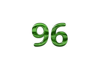 Green Number 96 isolated white background