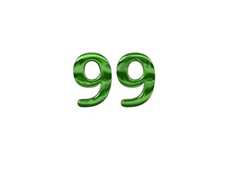 Green Number 99 isolated white background