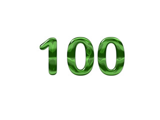 Green Number 100 isolated white background