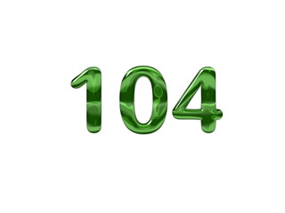 Green Number 104 isolated white background