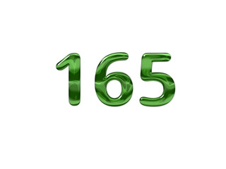 Green Number 165 isolated white background