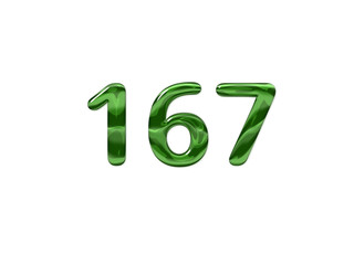 Green Number 167 isolated white background