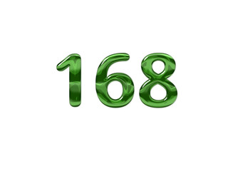 Green Number 168 isolated white background