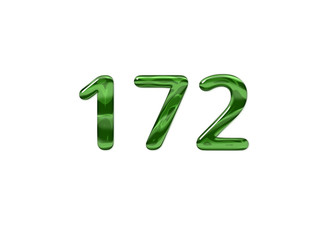 Green Number 172 isolated white background