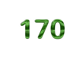 Green Number 170 isolated white background