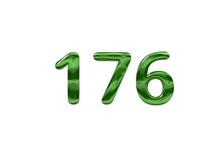 Green Number 176 isolated white background