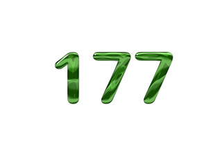 Green Number 177 isolated white background