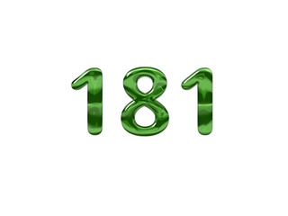 Green Number 181 isolated white background