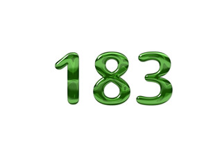 Green Number 183 isolated white background