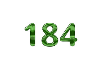 Green Number 184 isolated white background
