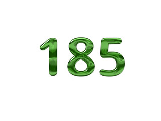 Green Number 185 isolated white background