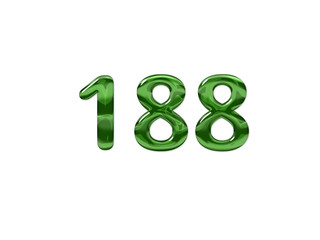 Green Number 188 isolated white background