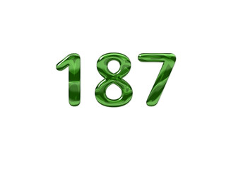 Green Number 187 isolated white background