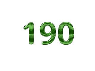 Green Number 190 isolated white background