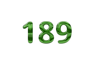 Green Number 189 isolated white background