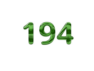 Green Number 194 isolated white background