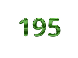 Green Number 195 isolated white background