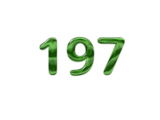 Green Number 197 isolated white background
