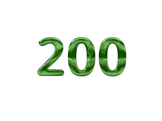 Green Number 200 isolated white background