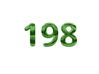 Green Number 198 isolated white background