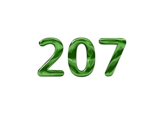 Green Number 207 isolated white background