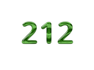 Green Number 212 isolated white background