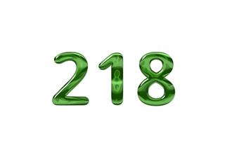 Green Number 218 isolated white background
