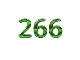 Green Number 266 isolated white background