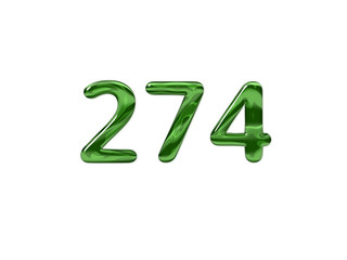 Green Number 274 isolated white background