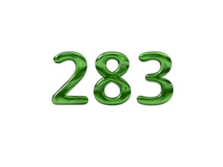 Green Number 283 isolated white background
