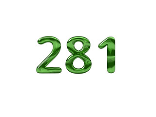 Green Number 281 isolated white background