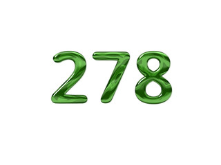 Green Number 278 isolated white background