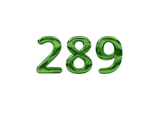 Green Number 289 isolated white background
