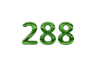Green Number 288 isolated white background
