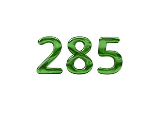 Green Number 285 isolated white background