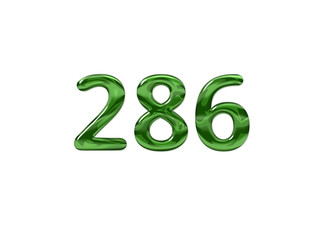 Green Number 286 isolated white background