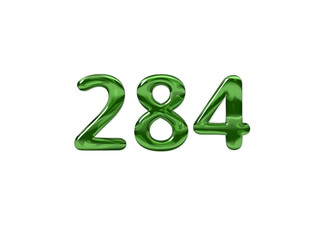 Green Number 284 isolated white background