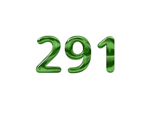 Green Number 291 isolated white background