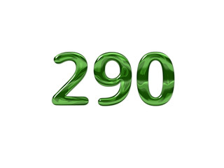 Green Number 290 isolated white background