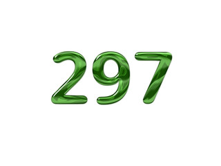 Green Number 297 isolated white background