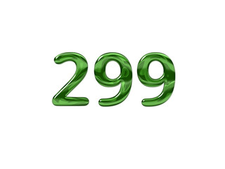Green Number 299 isolated white background