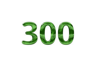 Green Number 300 isolated white background