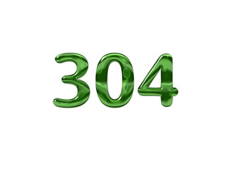 Green Number 304 isolated white background