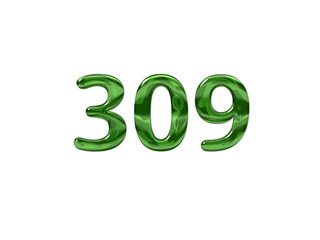 Green Number 309 isolated white background