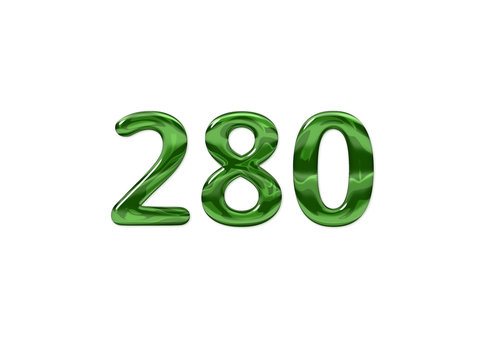 Green Number 280 isolated white background