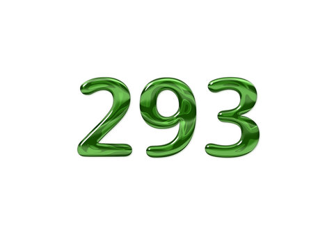 Green Number 293 isolated white background