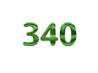 Green Number 340 isolated white background