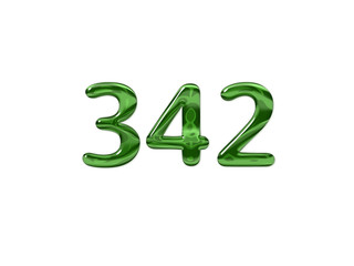 Green Number 342 isolated white background