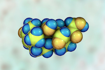 Fototapeta premium Molecule of aldosterone hormone, 3D illustration. It is mineralocorticoid hormone produced by adrenal gland