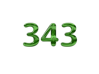 Green Number 343 isolated white background